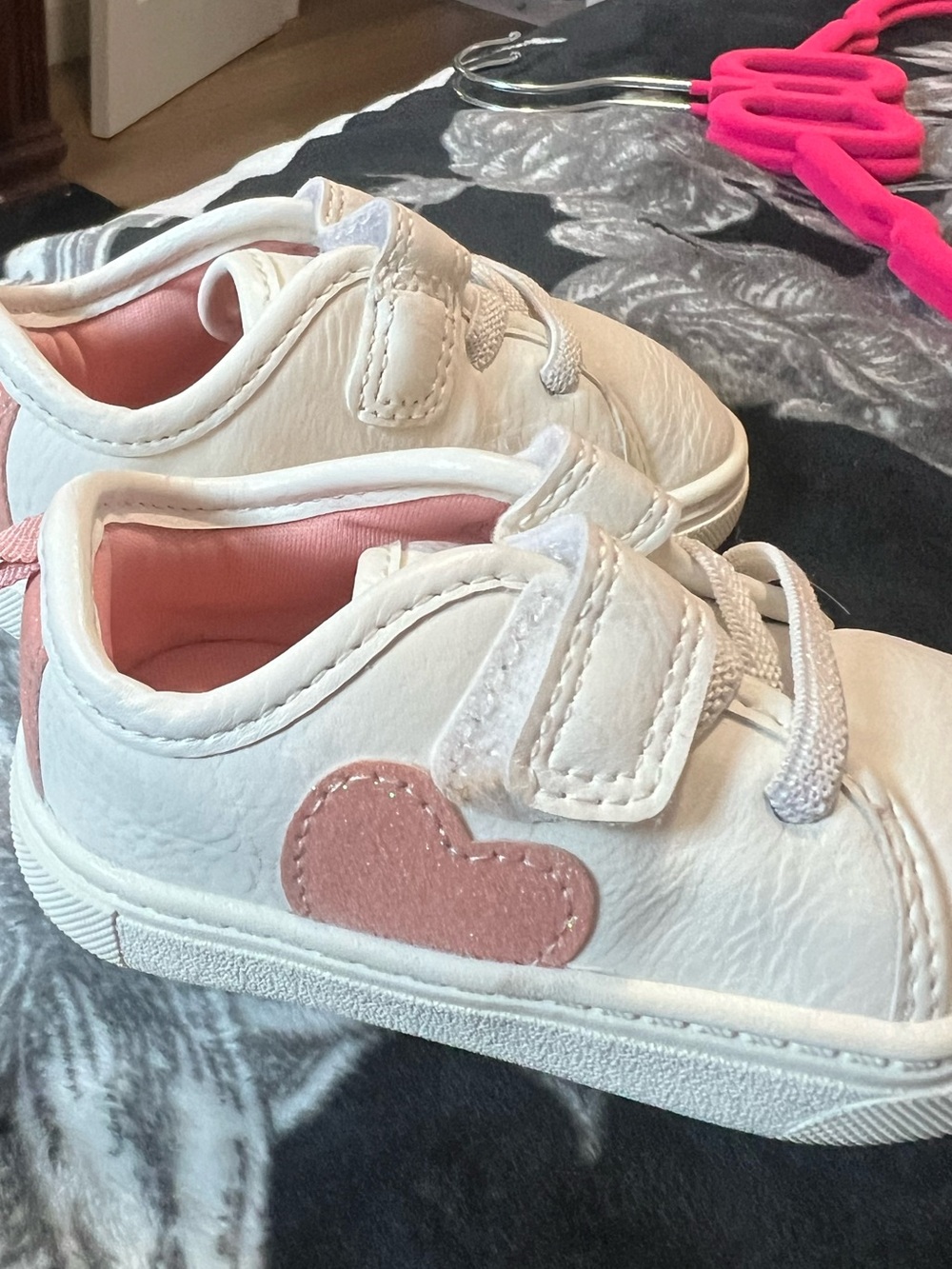 Carter's White Sneakers with Pink Heart Accent